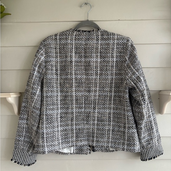 Chico's Black Tweed Fringe Blazer Jacket Women’s Size 8/10 (Chico’s Size 1) - Picture 12 of 15